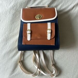 Tan faux leather backpack